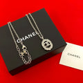 Chanel CC Logo Motif Plated Rhinestone Chain Necklace