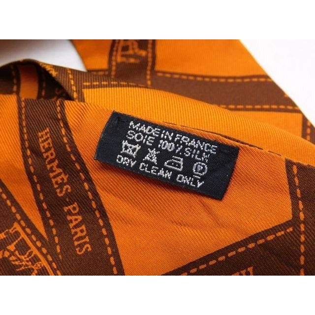 Hermes Twilly Ribbon Scarf Bolduc Pattern Silk Orange — view 2