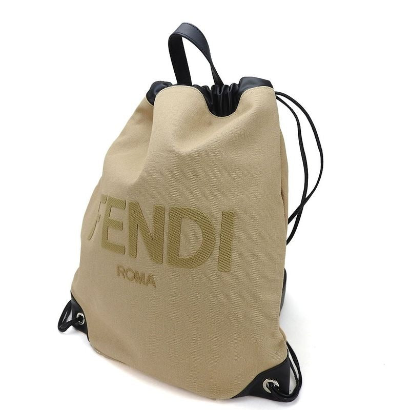 Fendi Backpack 7 Vz057 Canvas Leather Beige Black Going Out