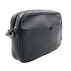 Fendi Embossed Logo Monogram Leather Black Shoulder Bag Silver — view 2