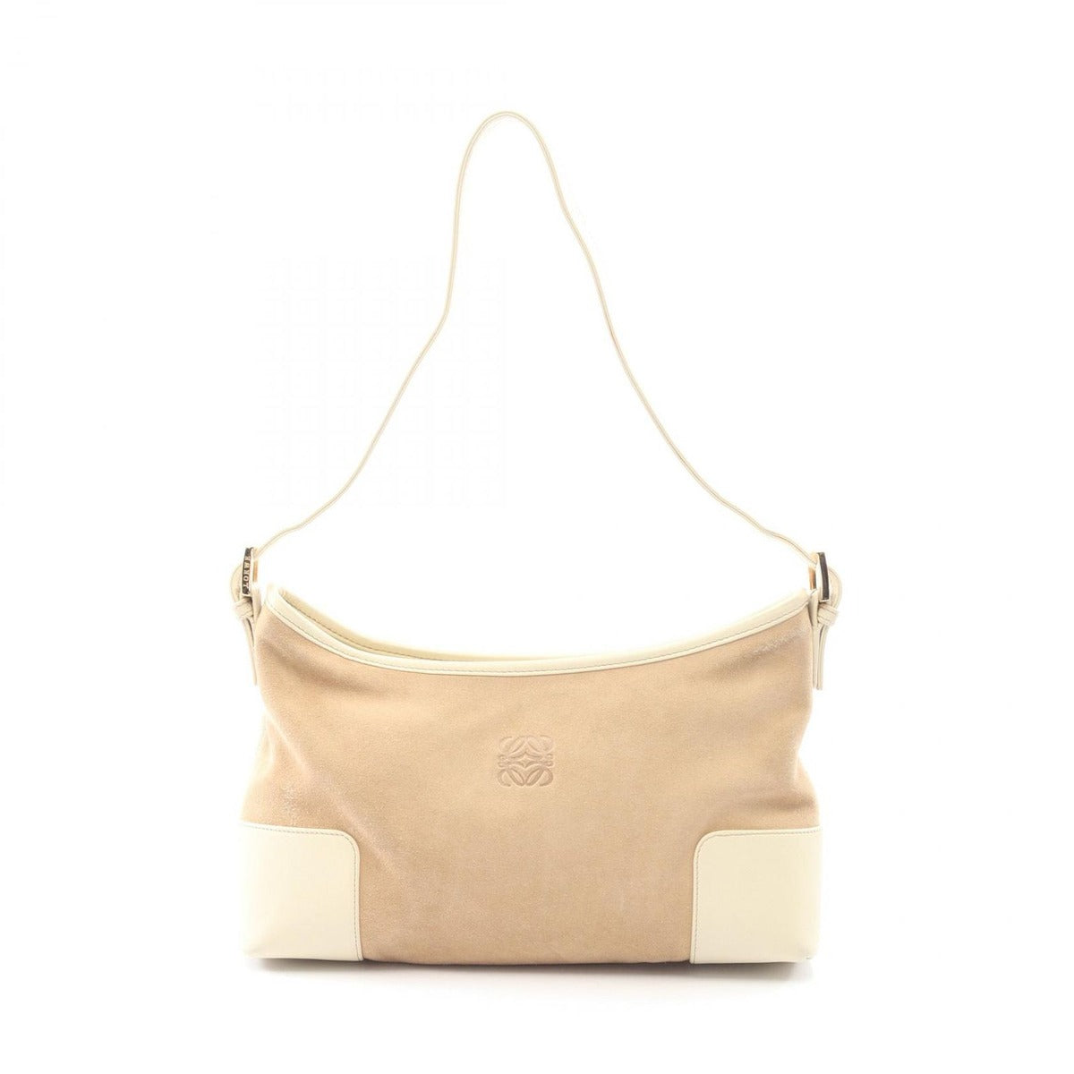 Loewe Shoulder Bag Anagram Beige Ivory Suede Leather