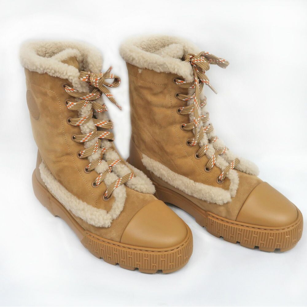 Hermes Short Boots Fresh Miel 38 Leather Shoes — view 3
