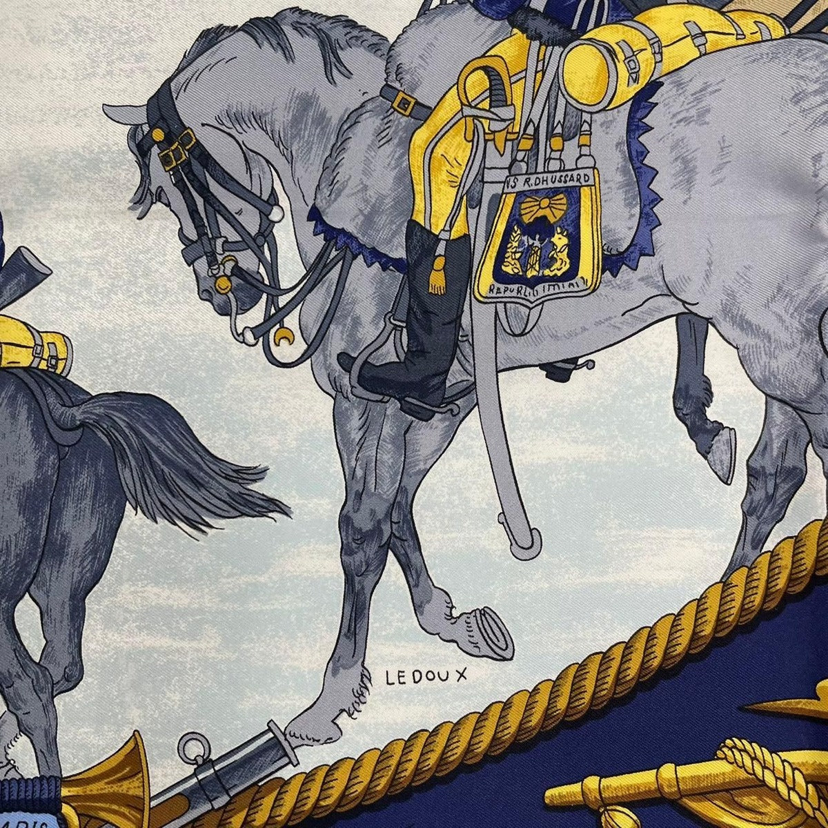 Hermes Scarf Silk Carre 90 Marine ET Cavalerie Sea and Cavalry Navy — view 8