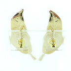 Chanel CC Logo Leaf Design Rhinestone Earrings Gold — view 3