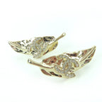 Chanel CC Logo Leaf Design Rhinestone Earrings Gold — view 6