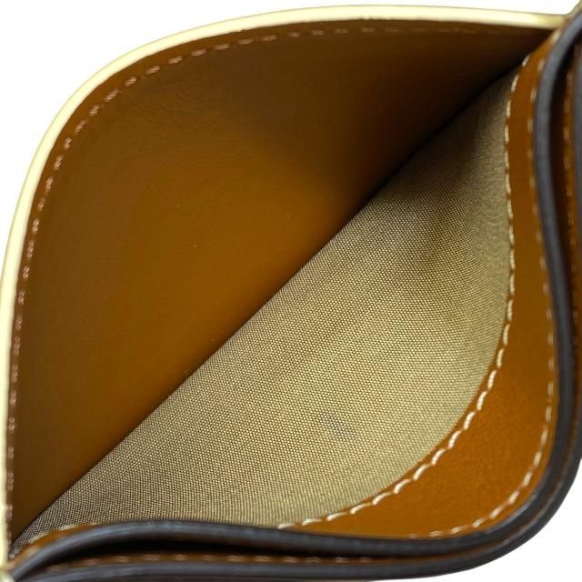 Celine Card Case Pass Compact Triomphe Logo Leather Ivory Brown — view 6