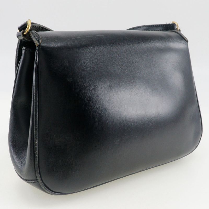 Gucci Vintage Sherry Line 2-Way Clutch Calf Black Shoulder Bag — view 3