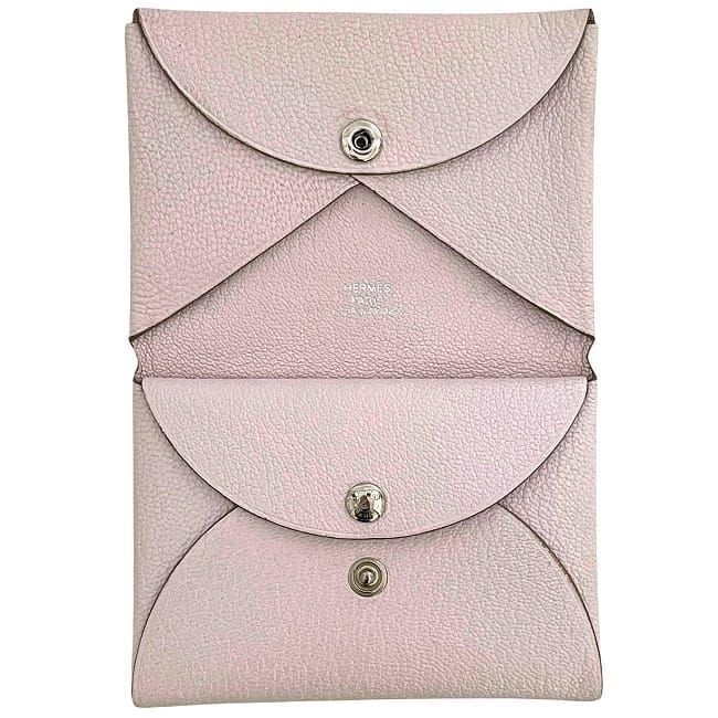 Hermes Bifold Wallet Calvi Duo Pink Mauve le Pere — view 5