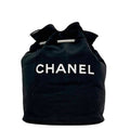 Chanel Drawstring Bag Black Pool Bag Canvas Vinyl