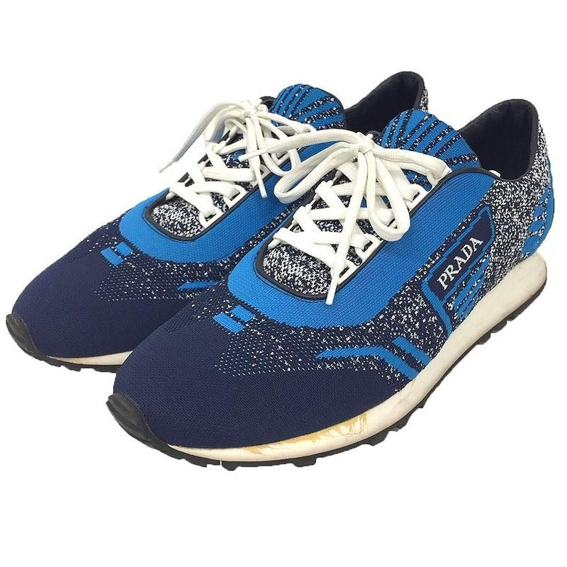 Prada Sneakers 7.5 Size Navy Blue Knit Shoes