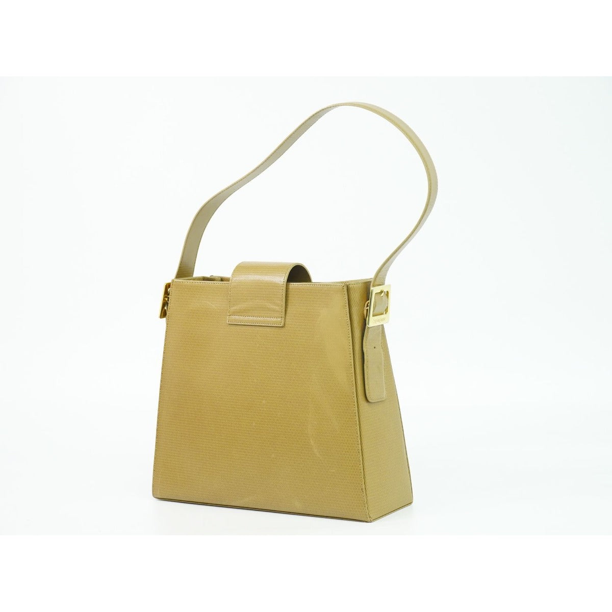 Saint Laurent Yves YSL Embossed Leather Shoulder Bag Beige — view 2