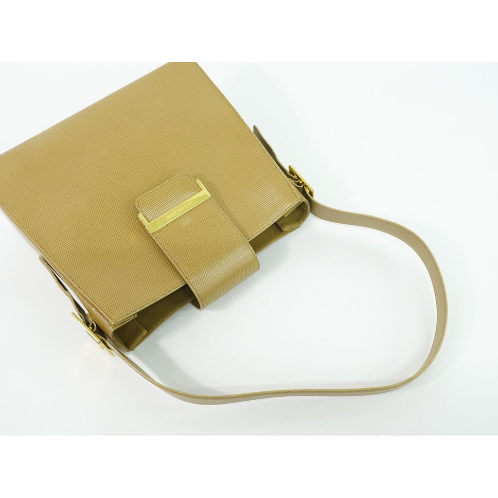 Saint Laurent Yves YSL Embossed Leather Shoulder Bag Beige — view 4