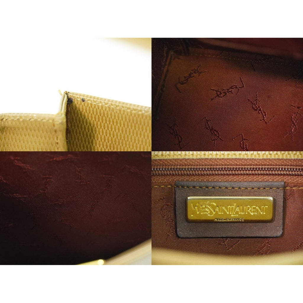 Saint Laurent Yves YSL Embossed Leather Shoulder Bag Beige — view 9