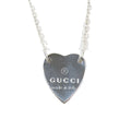 Gucci Polished Trademark Heart Motif Necklace Logo Pendant Silver