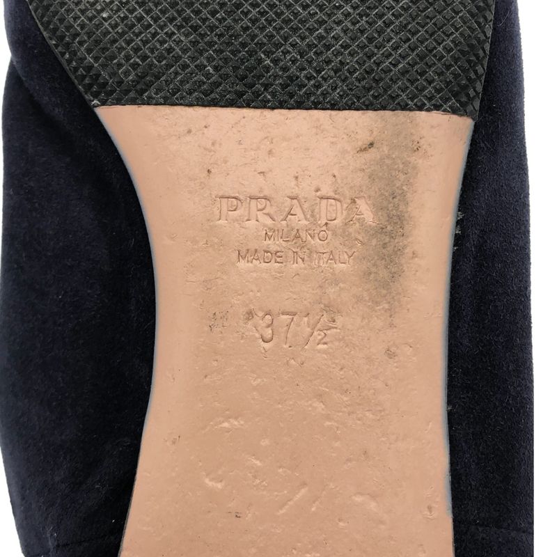 Prada Pointed Toe Suede Flat Shoes 1 S574 H Navy 37 2 — view 6