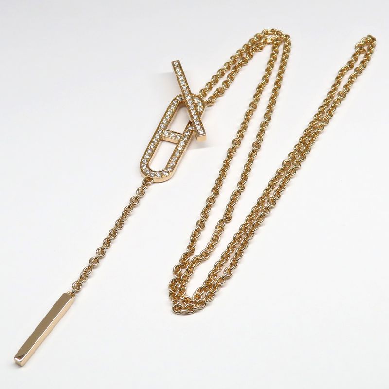 Hermes Necklace Eva-chaine D'ancre Lariat B Rose Gold Diamond — view 9