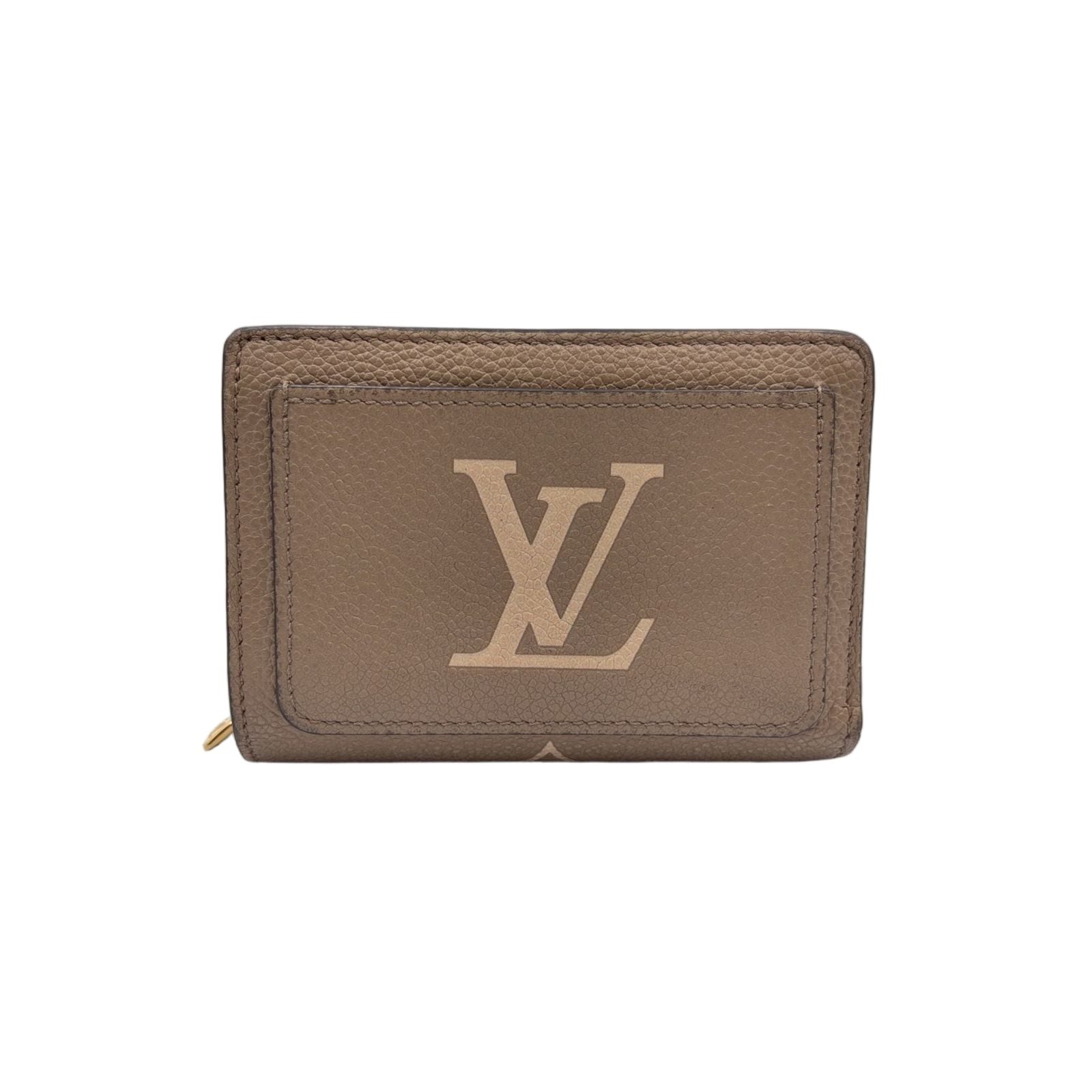 Louis Vuitton Portefeuille Clair Leather Beige Bifold Wallet Gold