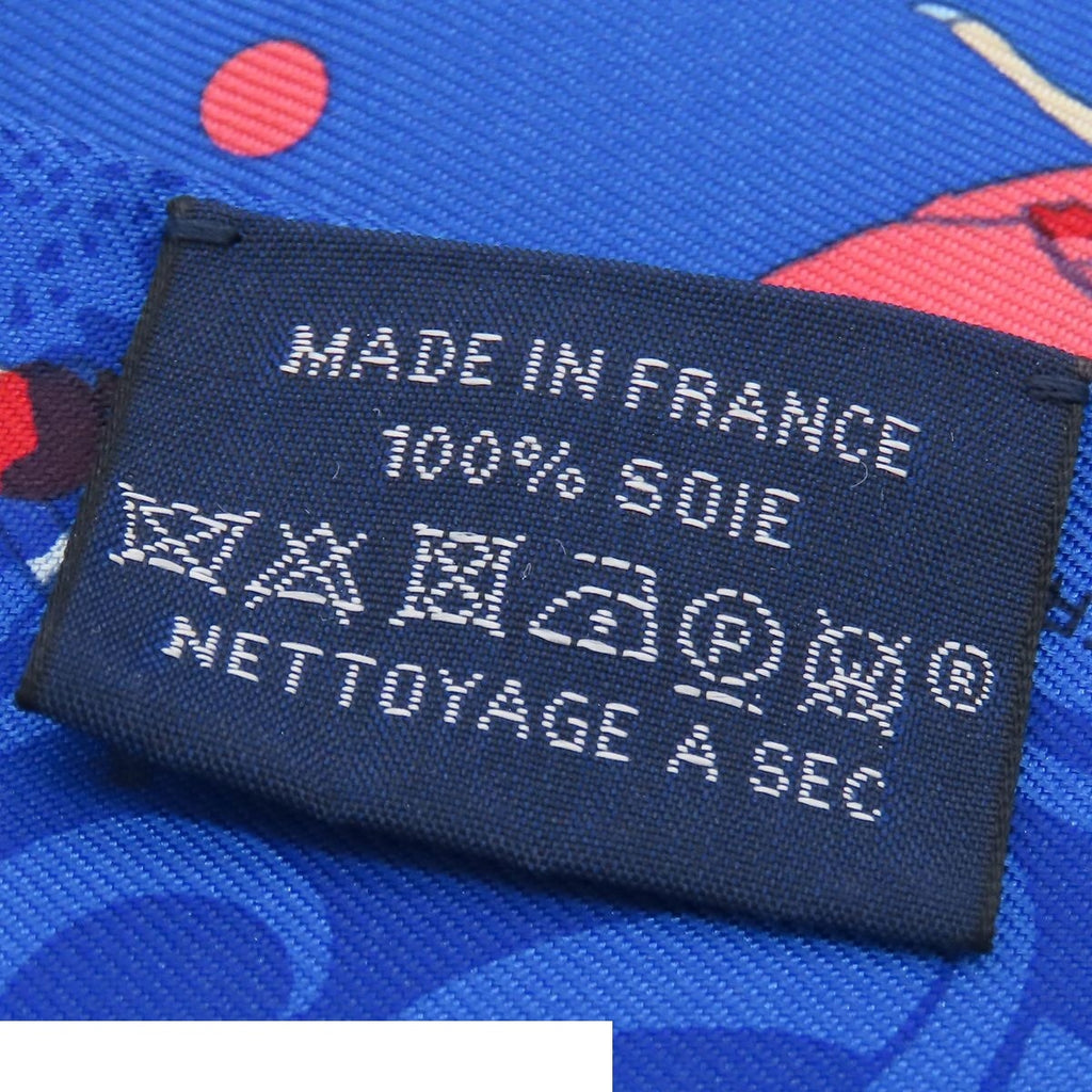 Hermes Twilly 02 Bleu Roy Blue Rouge Multicolor Silk Ex-Libris Parisienne Scarf — view 5