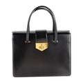 Prada Handbag B2725 C Box Calf Black Yellow Gold Hardware Turnlock