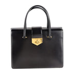 Prada Handbag B2725 C Box Calf Black Yellow Gold Hardware Turnlock