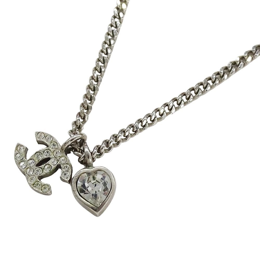 Chanel Necklace Metal Rhinestone CC Logo