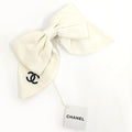 Chanel Barrette Ribbon Coco Mark White