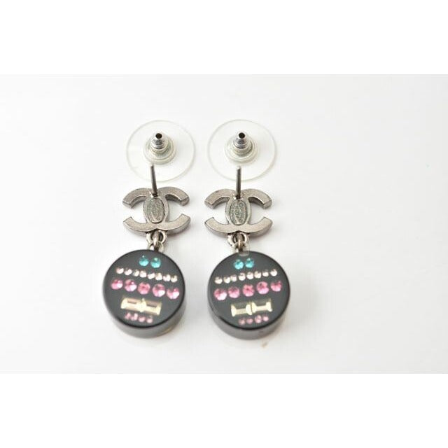 Chanel CC Coco Mark Circle Rhinestone Multicolor Rose Black — view 4