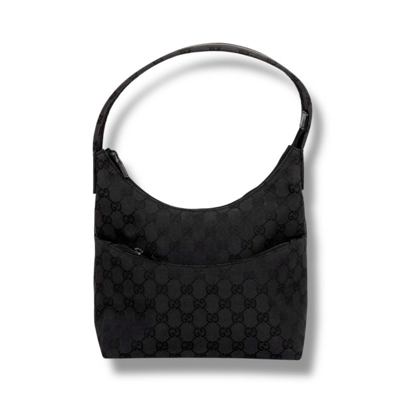 Gucci One Shoulder Bag GG Canvas Black Hobo Soho — view 2