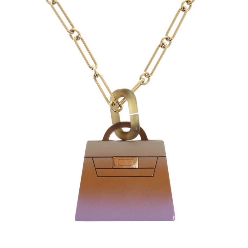 Hermes Fusion Amulet Kelly Pendant Large Model GP Horn Parma Brass Lira — view 2