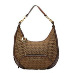 Fendi Zucchino Brown Canvas Leather
