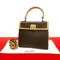 Celine Macadam Blason Triomphe Pattern Logo Ring Hardware Leather 2-Way