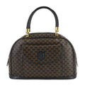 Celine Macadam Hand Bag Leather Black Brown Gold Vintage