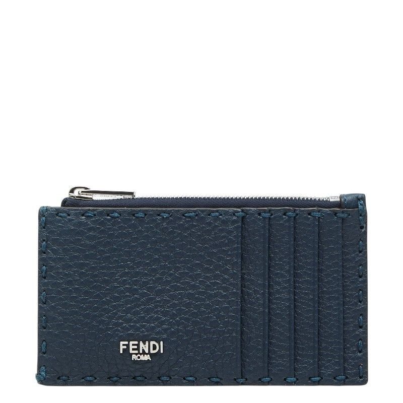 Fendi Selleria Fragment Case Card Navy Red Leather