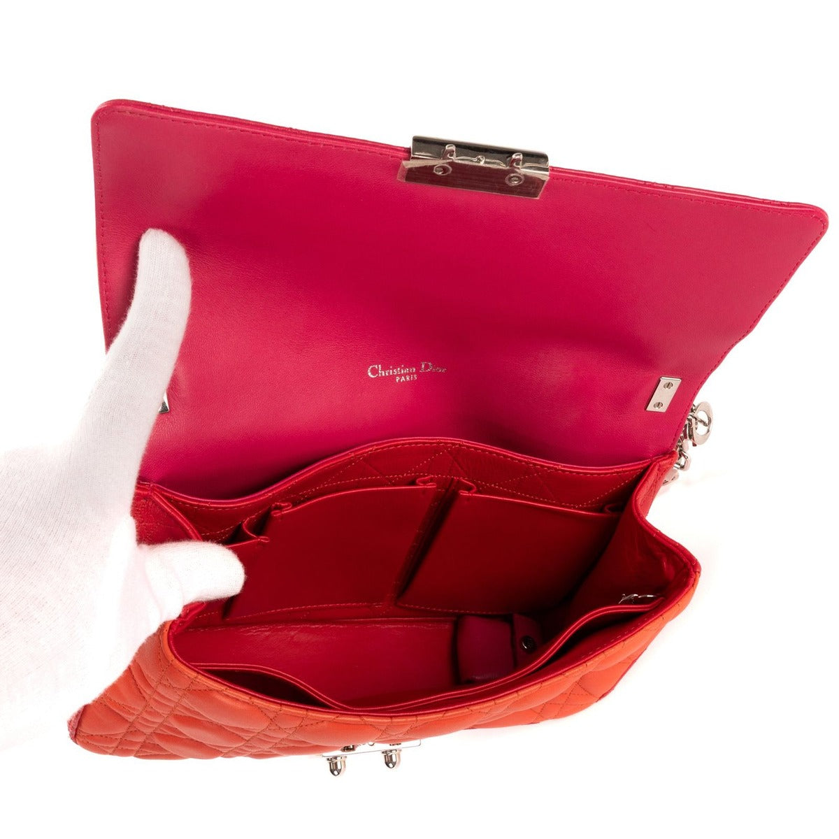 Dior Miss Pink Orange Red Cannage Quilt Shoulder Bag Orange. — view 9