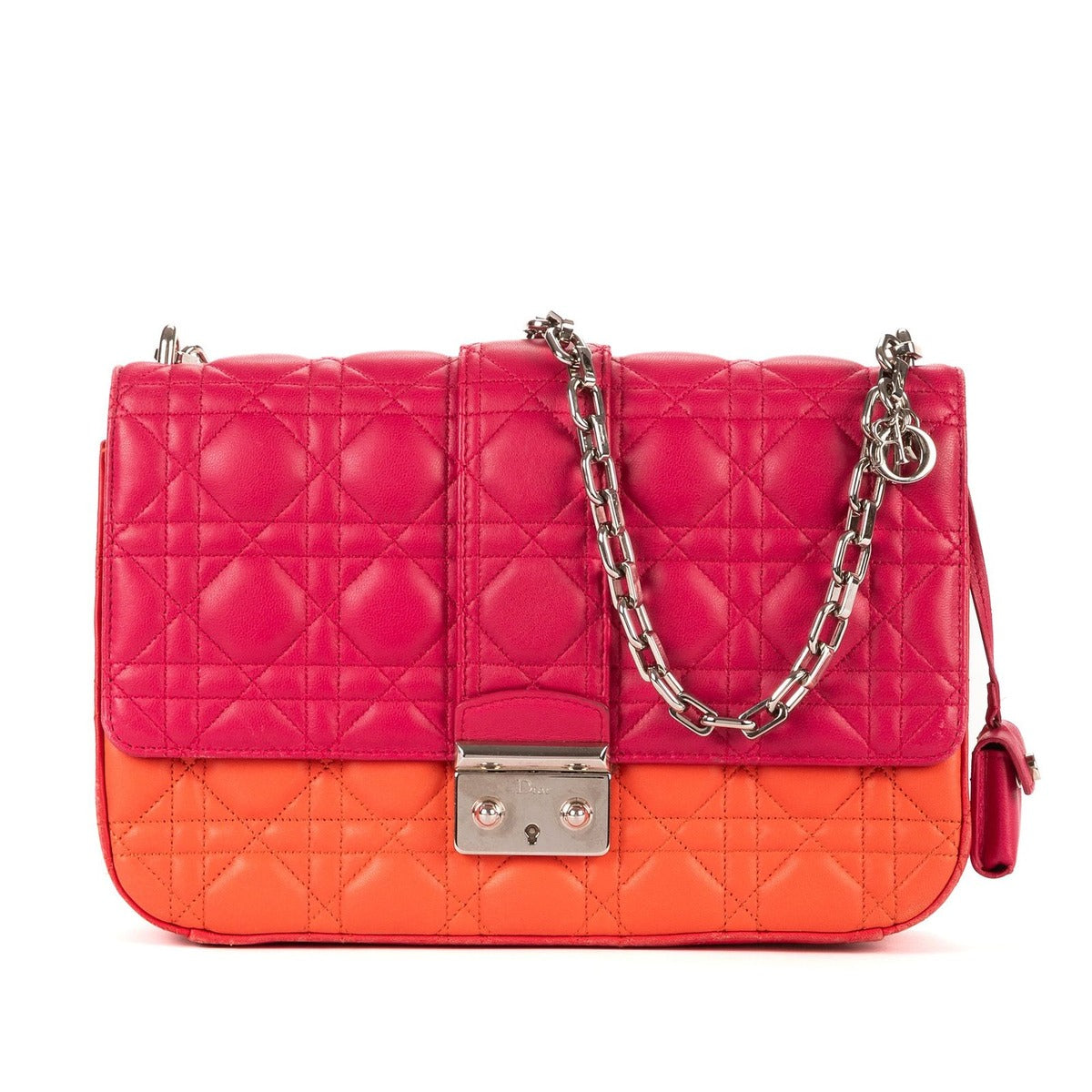 Dior Miss Pink Orange Red Cannage Quilt Shoulder Bag Orange.
