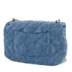 Chanel Shoulder Bag Blue Silver Denim Rose Camellia Quilted Mini Flap Heart — view 2