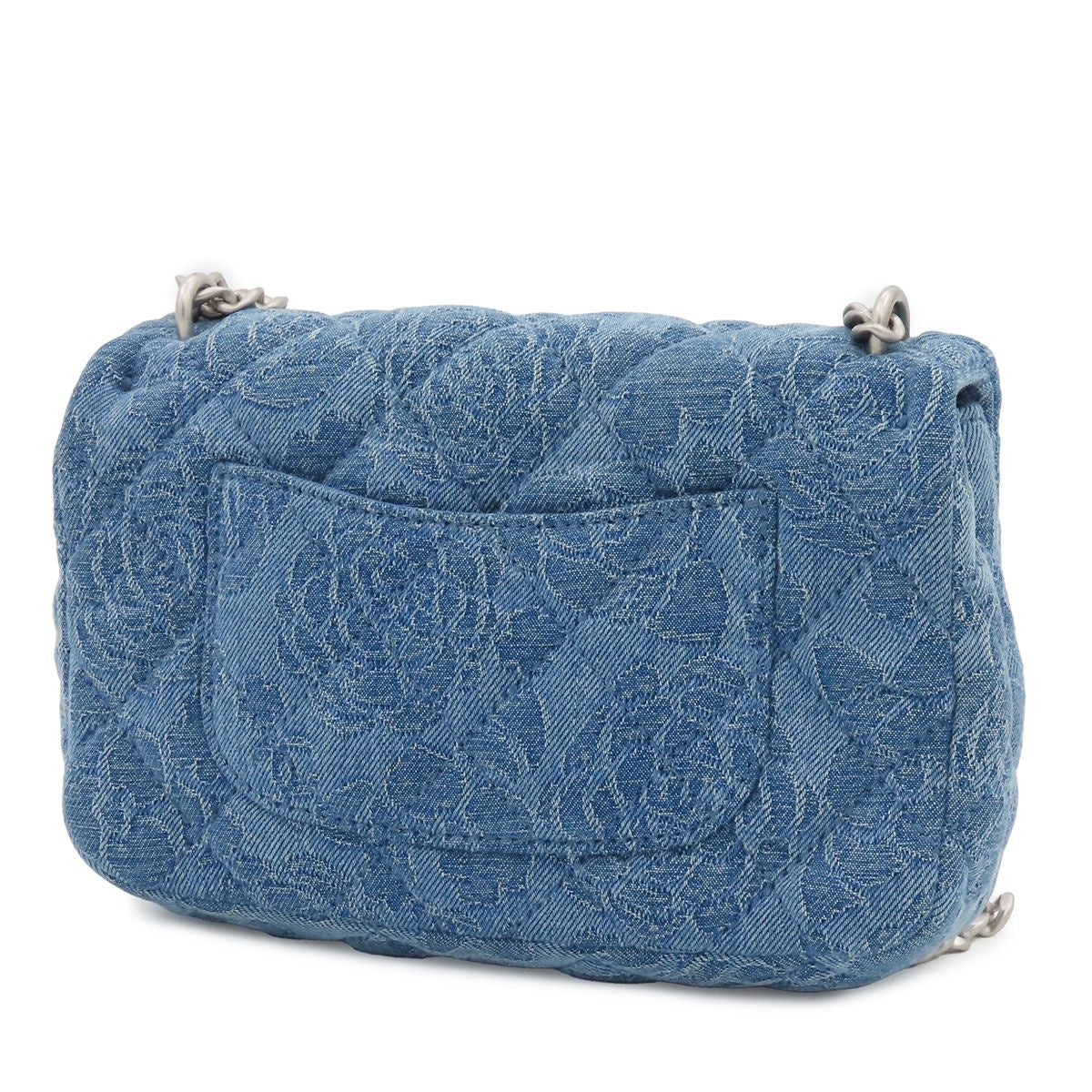 Chanel Shoulder Bag Blue Silver Denim Rose Camellia Quilted Mini Flap Heart — view 2