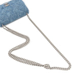 Chanel Shoulder Bag Blue Silver Denim Rose Camellia Quilted Mini Flap Heart — view 4