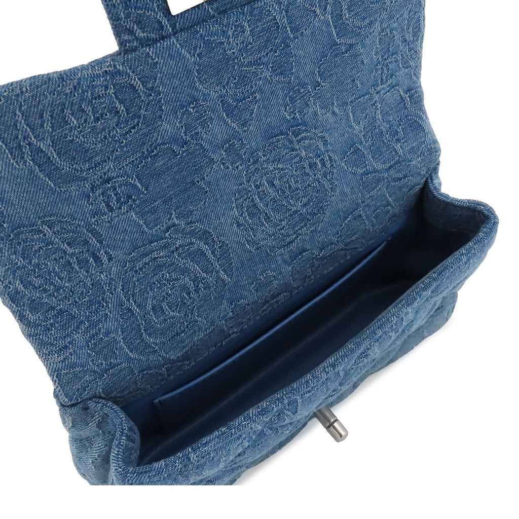 Chanel Shoulder Bag Blue Silver Denim Rose Camellia Quilted Mini Flap Heart — view 5
