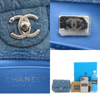 Chanel Shoulder Bag Blue Silver Denim Rose Camellia Quilted Mini Flap Heart — view 8