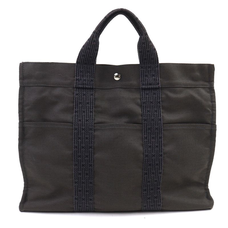 Hermes Her Line Herbag MM Silver Hardware Canvas Tote Bag With H Logo Serie Button — view 2