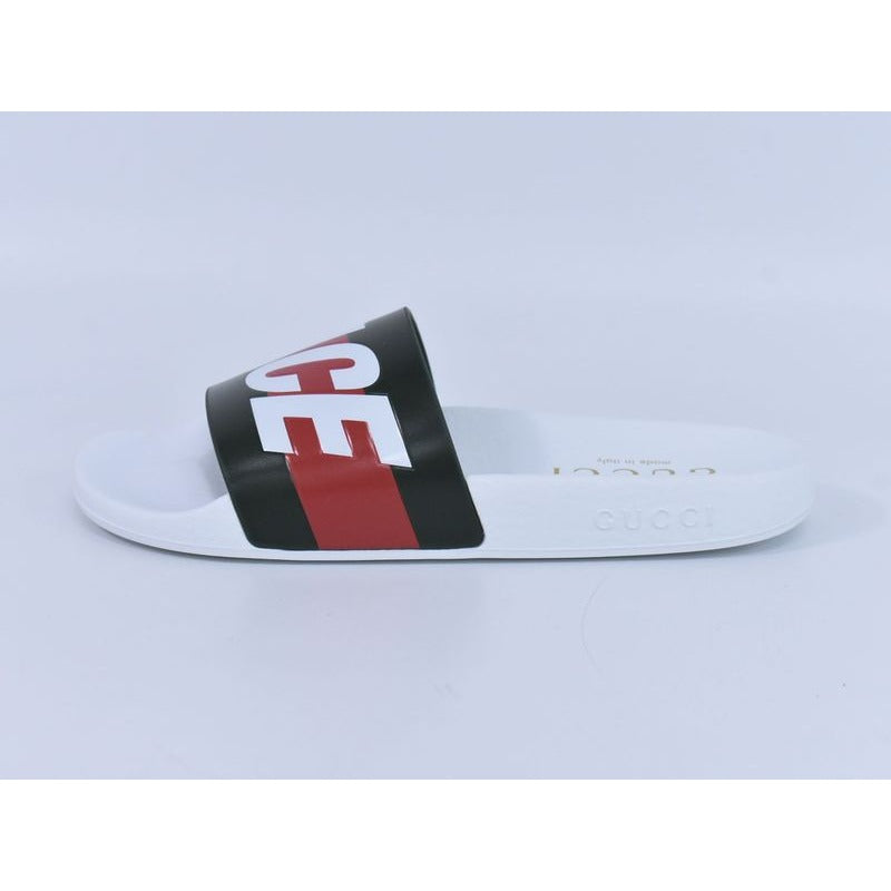 Gucci Palace Logo Sherry Line Sandals 39 Rubber White Khaki Red — view 2