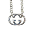 Gucci Polished Interlocking Logo Chain Necklace GG Pendant Silver