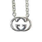 Gucci Polished Interlocking Logo Chain Necklace GG Pendant Silver