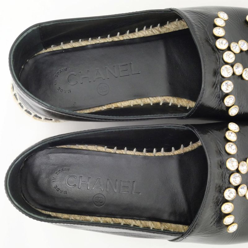 Chanel Espadrilles Coco Mark Bijoux Black Patent Leather 20 C 37 — view 7