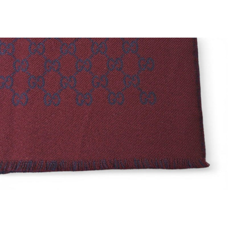 Gucci Scarf Reversible Winter Wool GG Wine Navy — view 2
