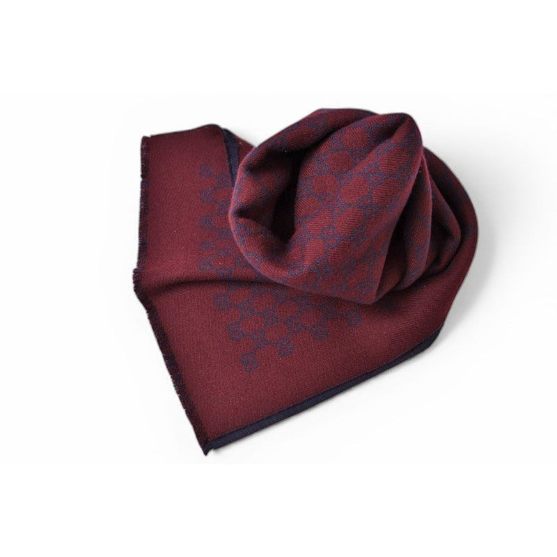 Gucci Scarf Reversible Winter Wool GG Wine Navy — view 3