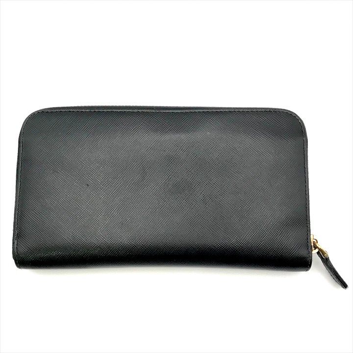 Prada Big Logo Saffiano Zip Around Wallet Black — view 2