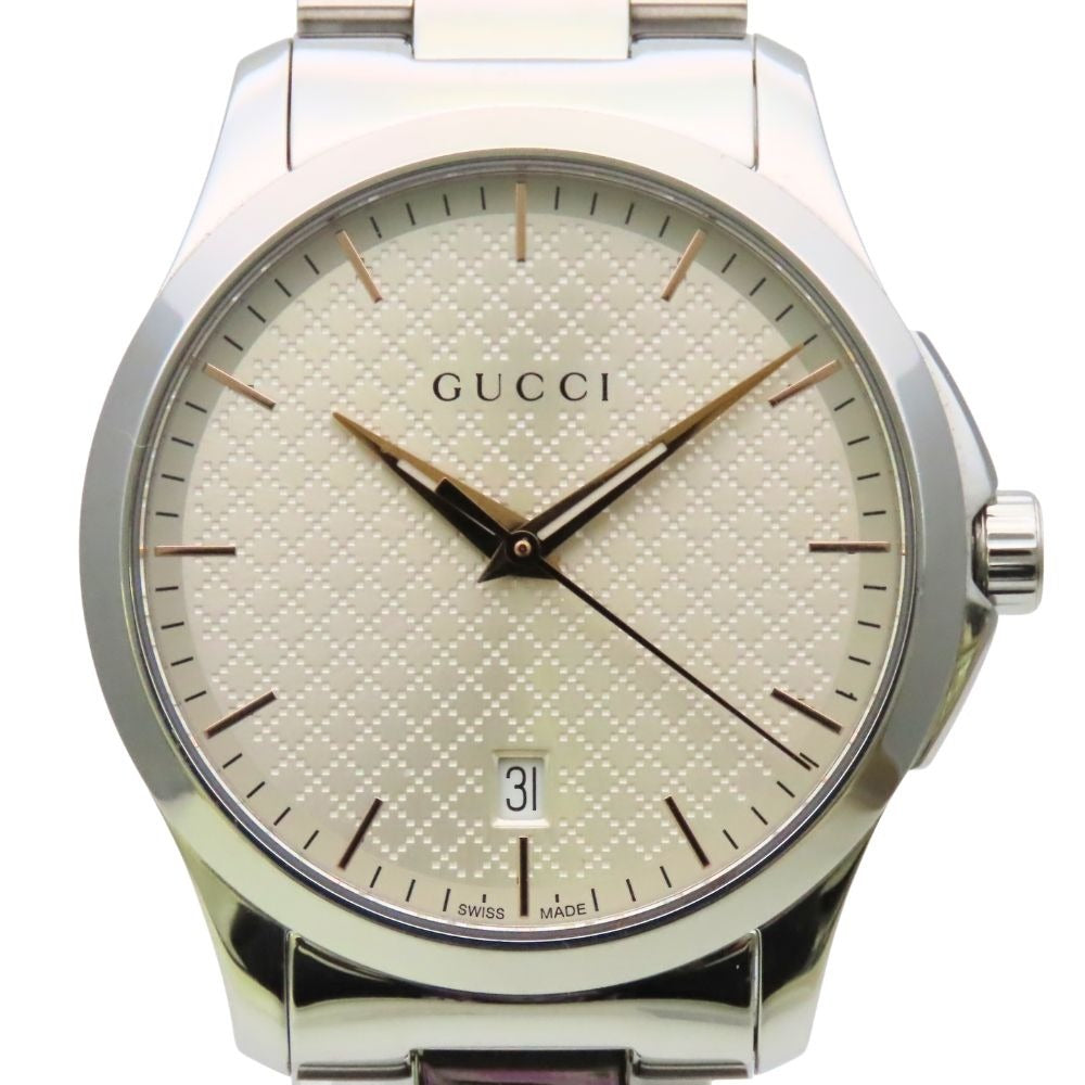 Gucci Watch Timeless 126.4 Stainless Steel Silver Dial Diamante
