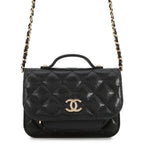 Chanel Chain Wallet CC Logo Business Affinity Mini Caviar Leather Black